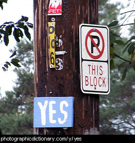 Photo of a sign that says yes