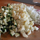 Photo of diced vegetables.