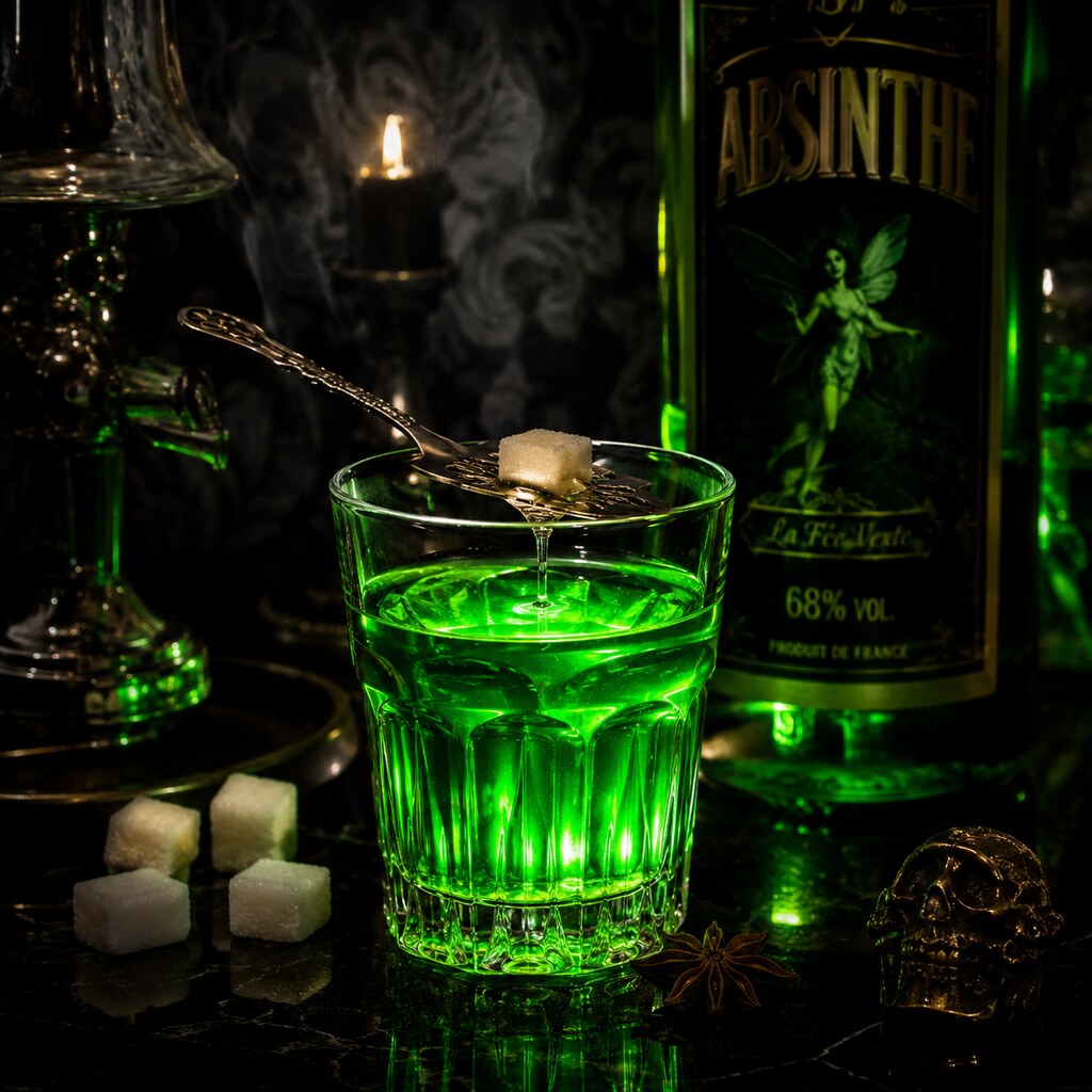 Generated image of a glass of absinthe