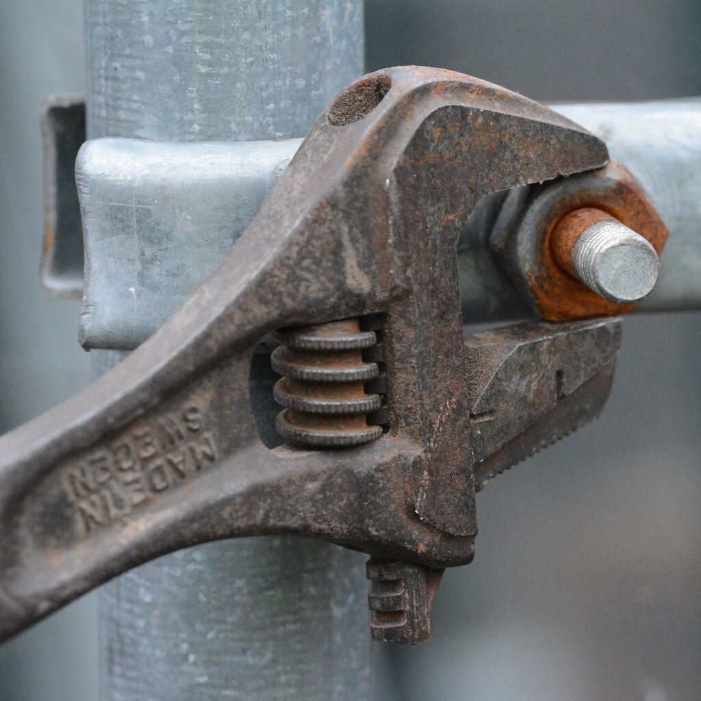 Photo of an adjustable wrench