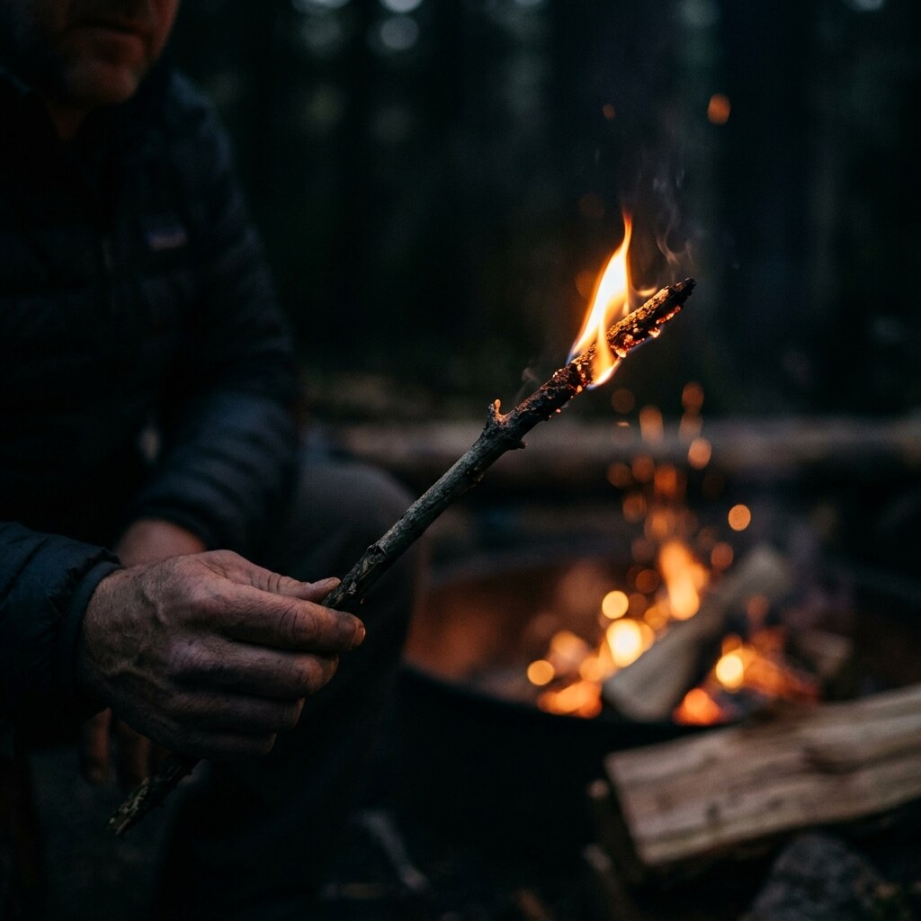 Generated image of a twig on fire