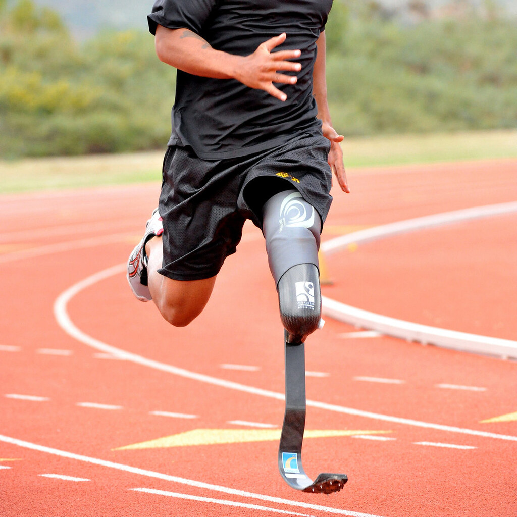 Photo of an amputee running