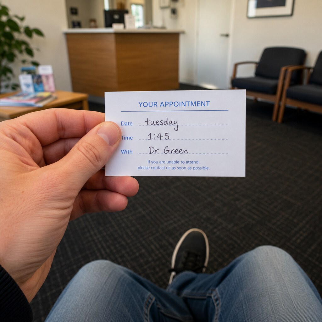 Generated image of an appointment card