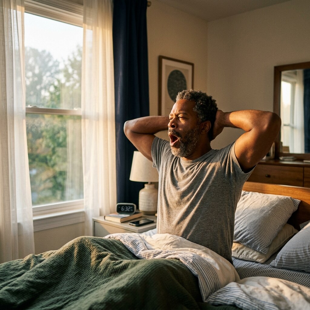 Generated image of a man waking up