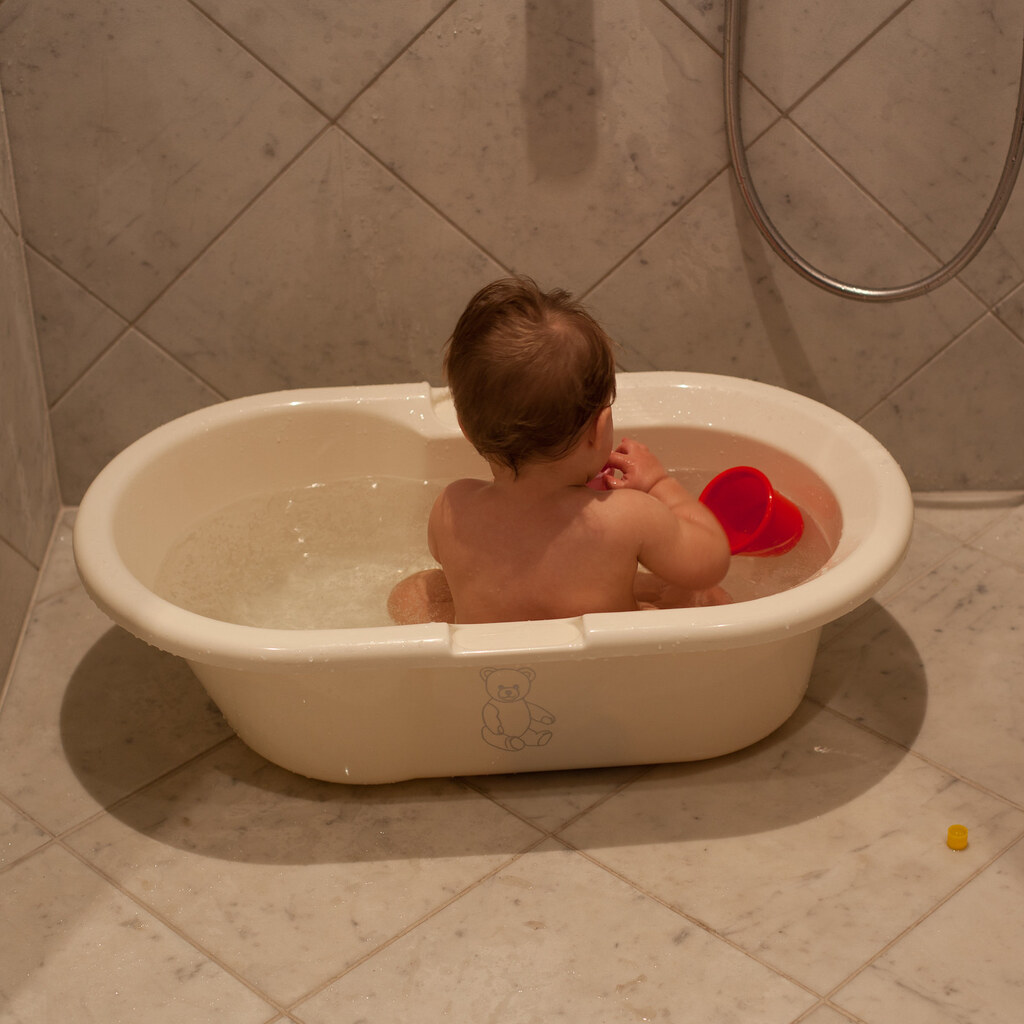 Photo of a baby in a bath