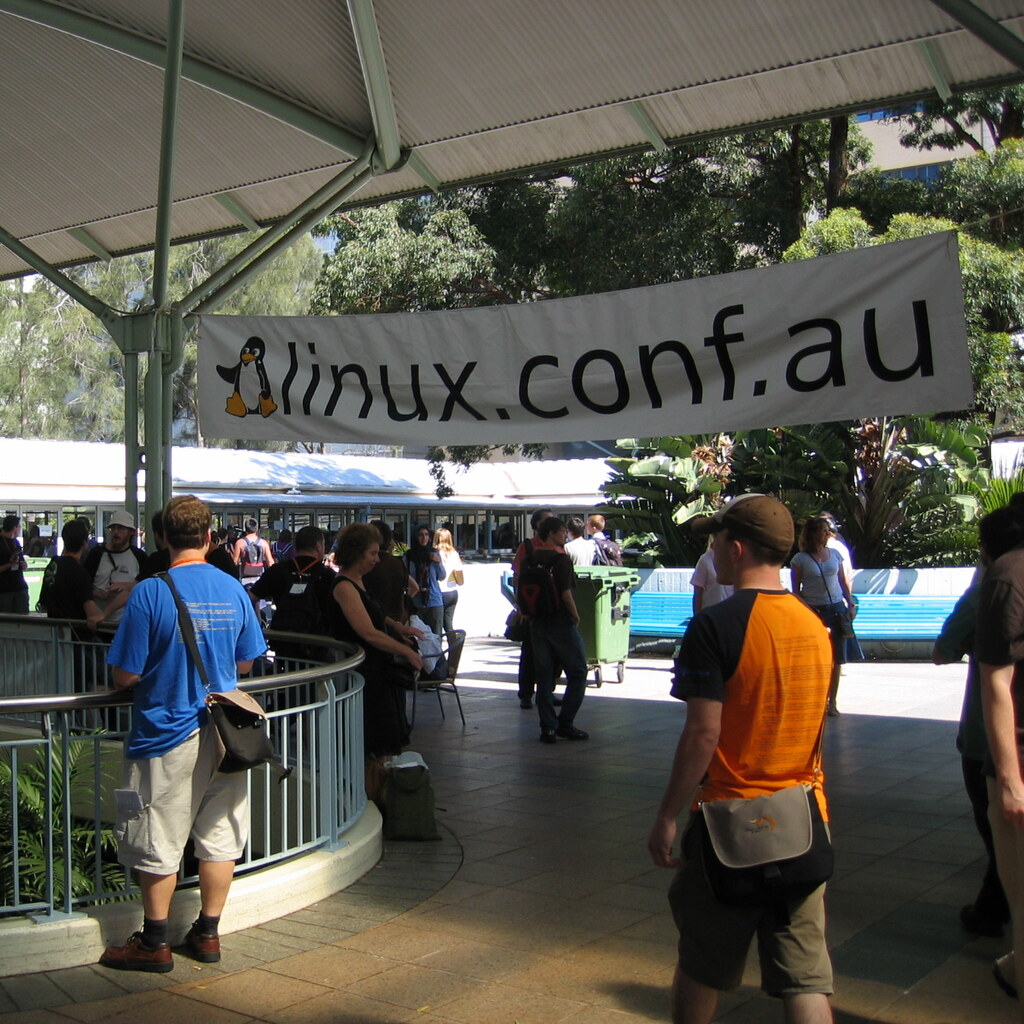 Photo of the linux.conf.au banner