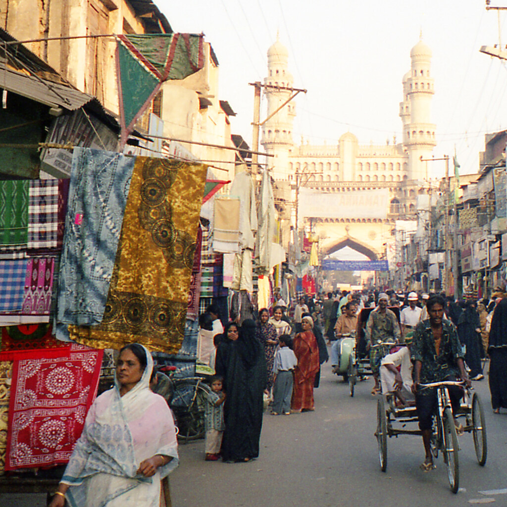 An outdoor Bazaar in Hyderabad, India