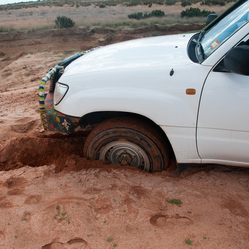 Photo of a bogged car