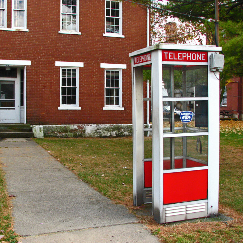 A telephone booth.