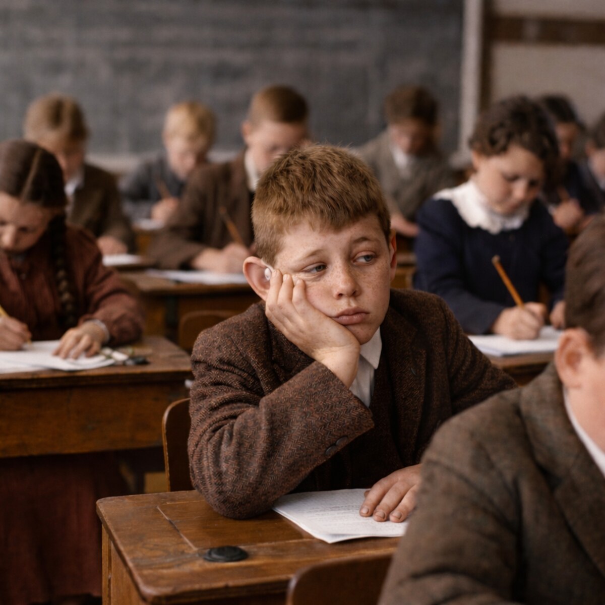 Generated image of a bored child