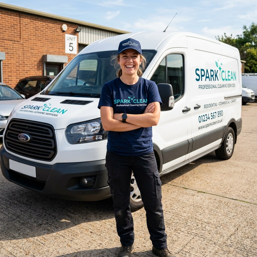 Generated image of a business owner and their branding