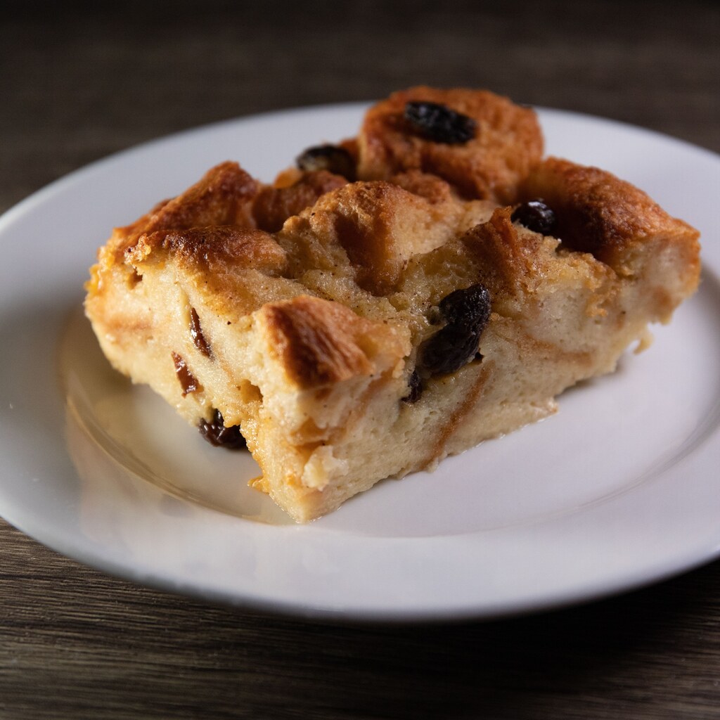 A photo of bread and butter pudding
