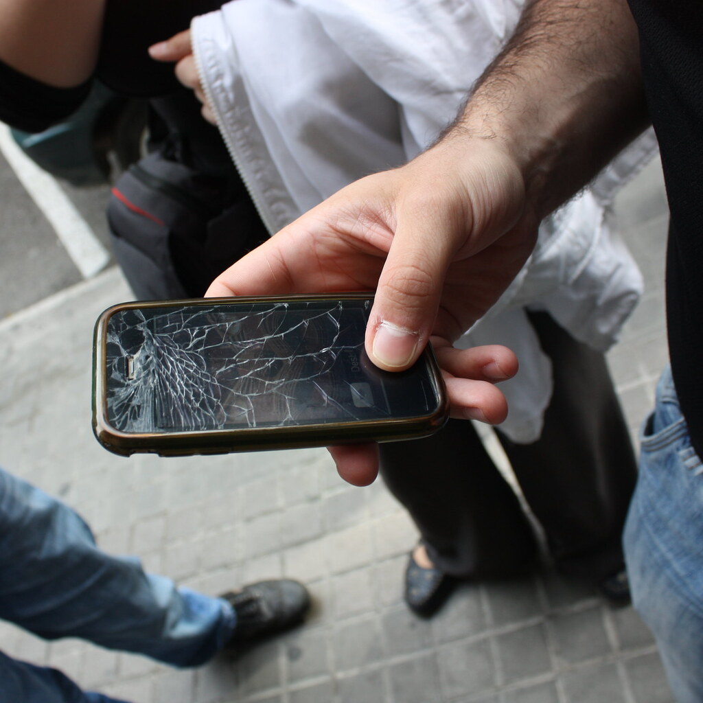 Photo of a broken phone screen