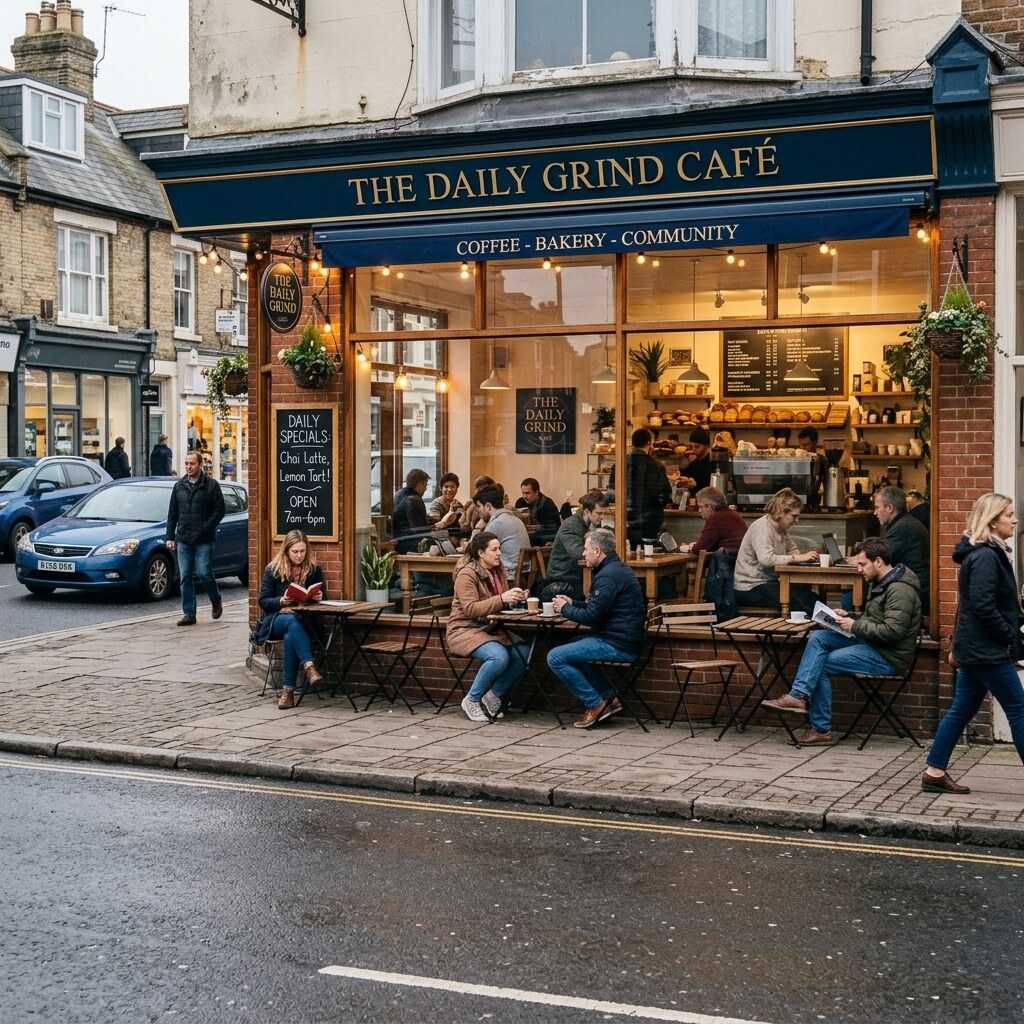 Generated image of a cafe