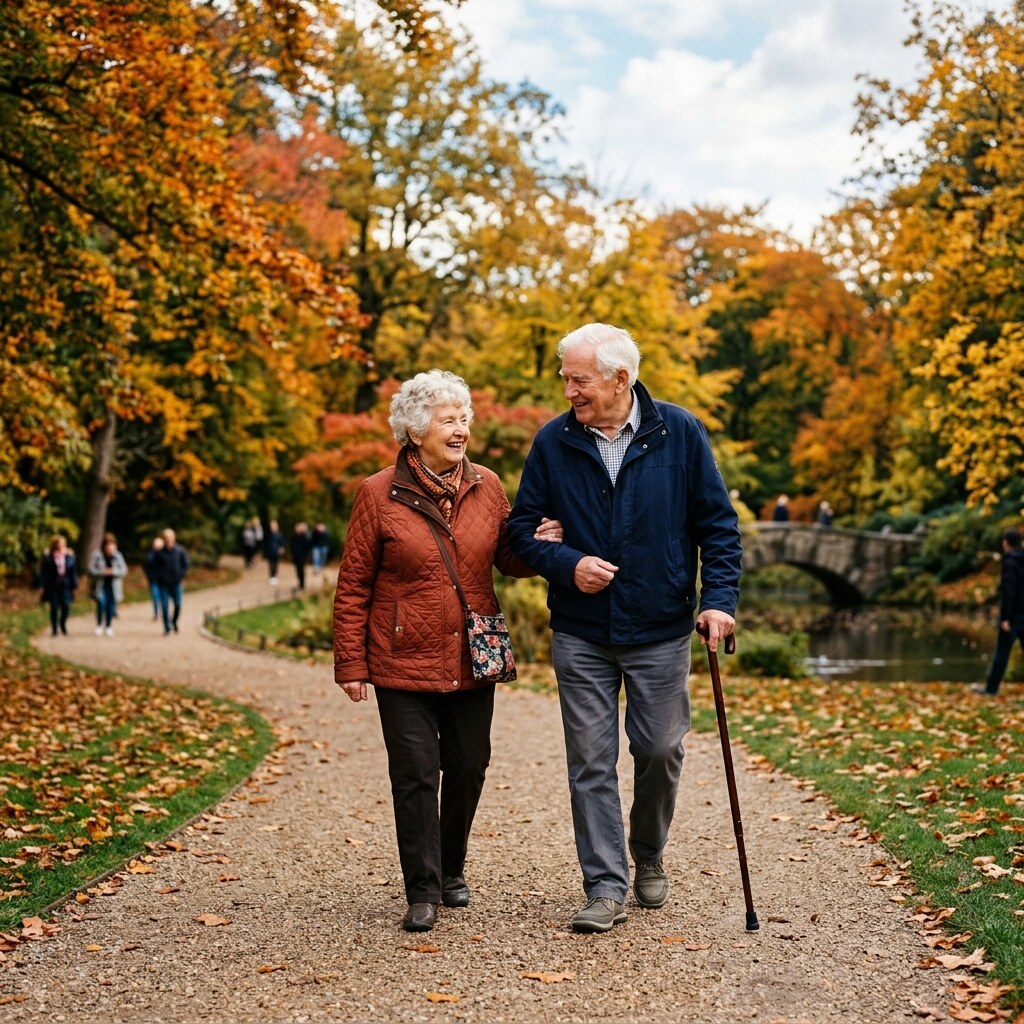 Generated image of a couple walking in the park