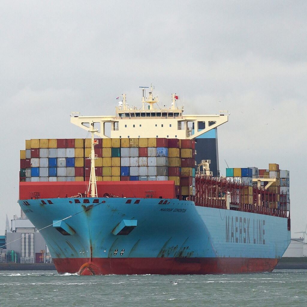 Photo of a cargo ship.