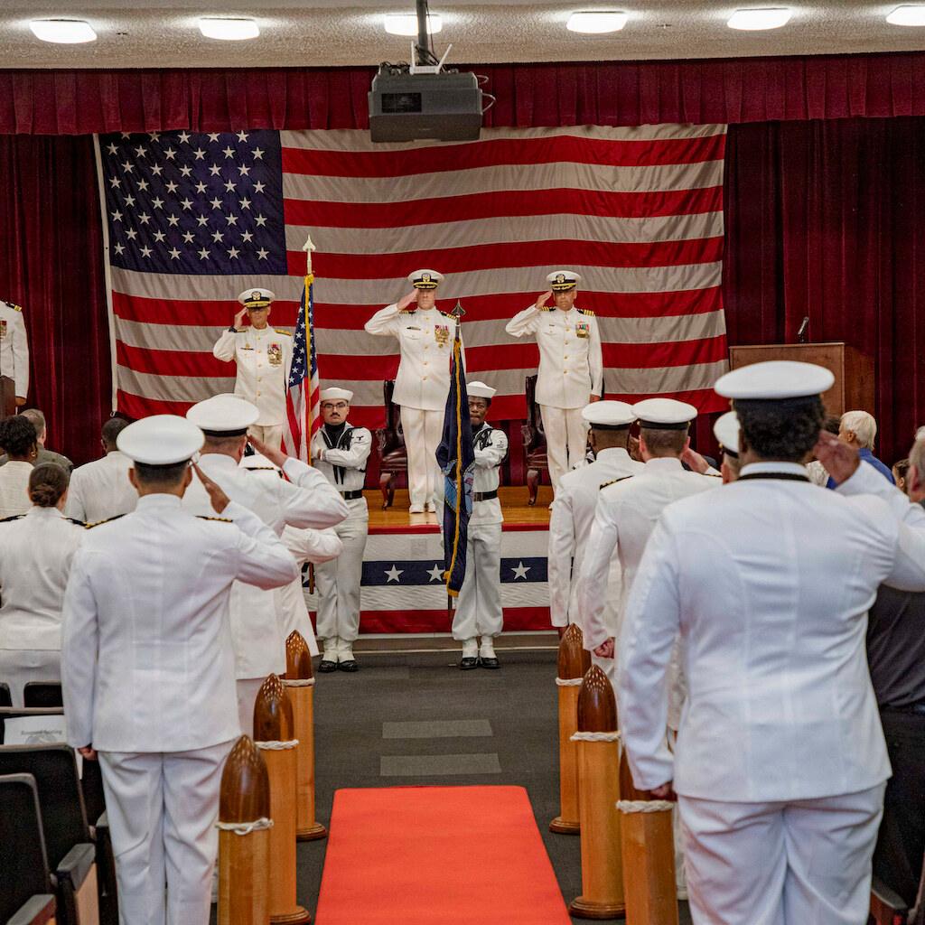 Photo of a military retirement ceremony.