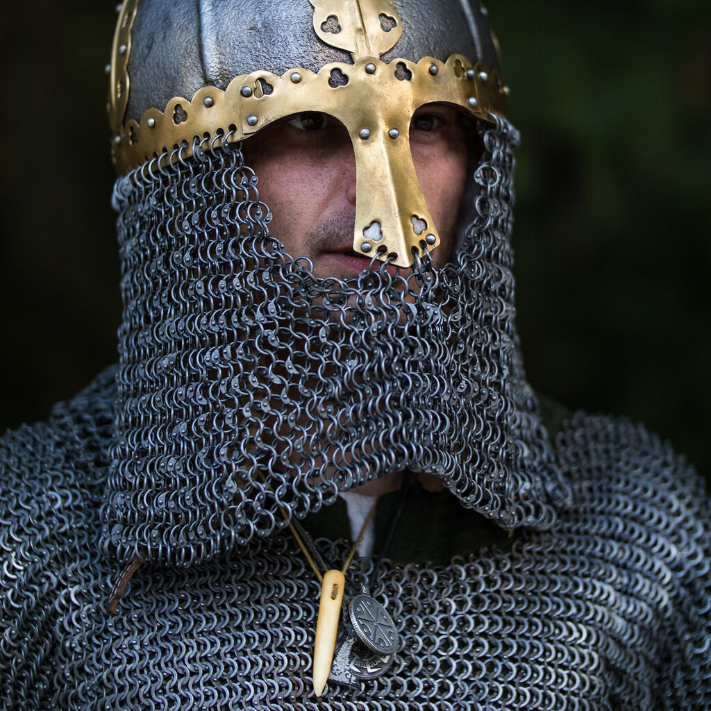 Photo of a man wearing chainmail