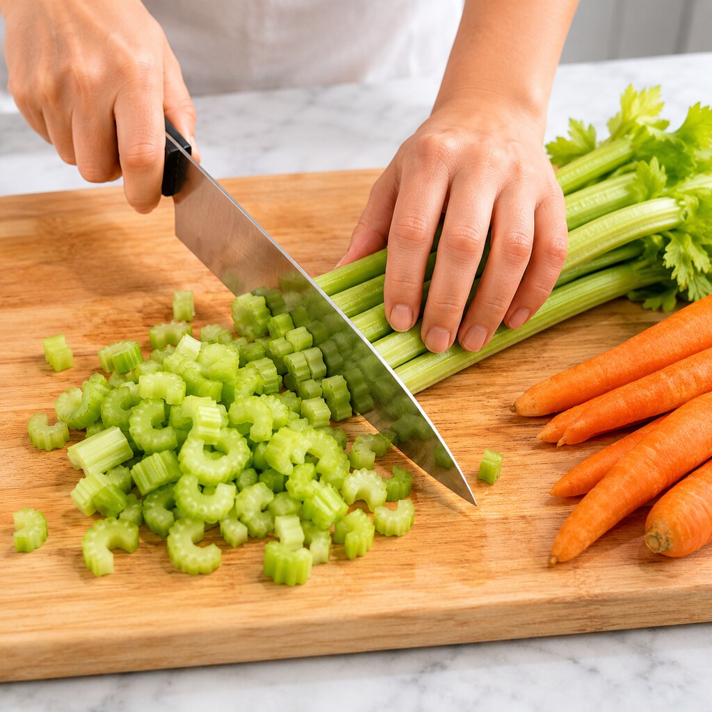 Generated image of someone chopping vegetables