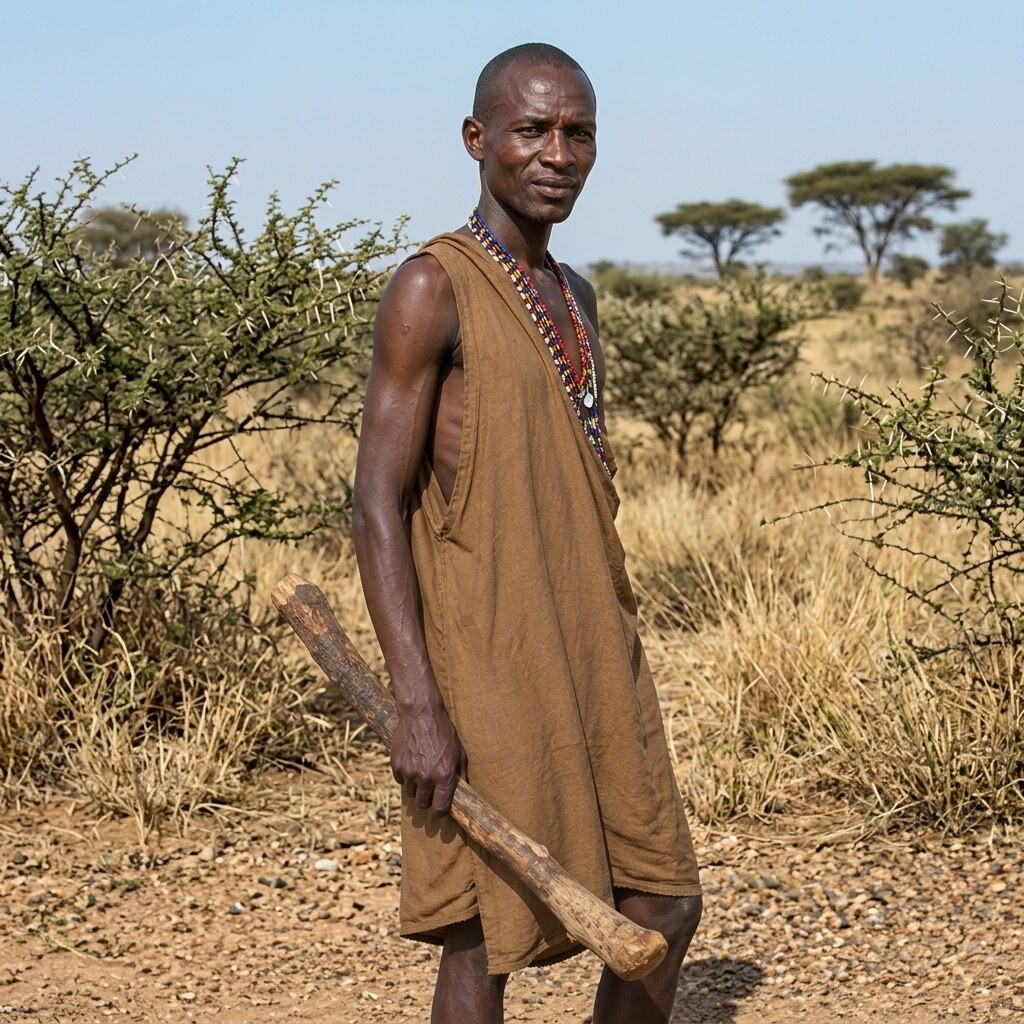 Generated image of an African man holding a club