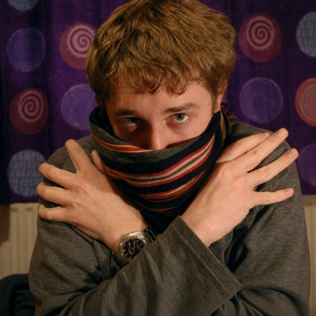 Photo of a cold man.