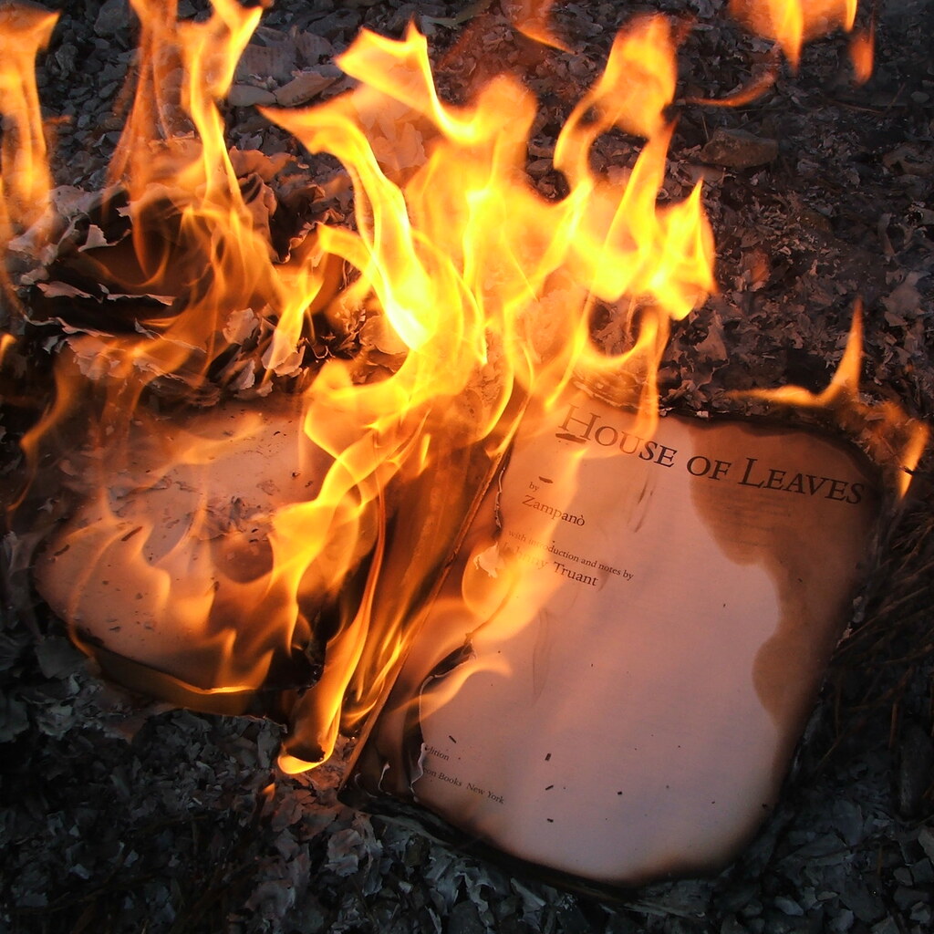 Photo of a book on fire