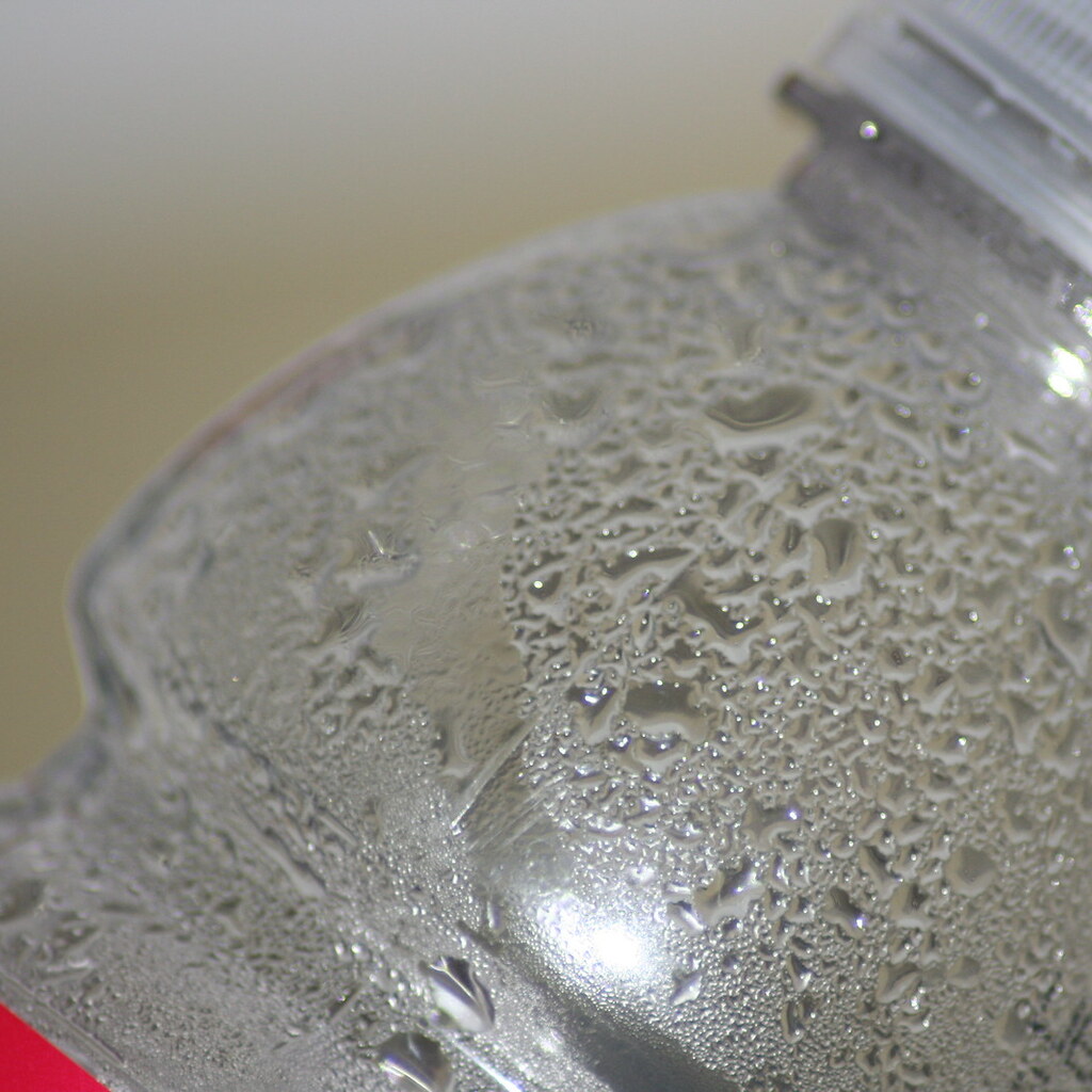 Photo of condensation on a bottle