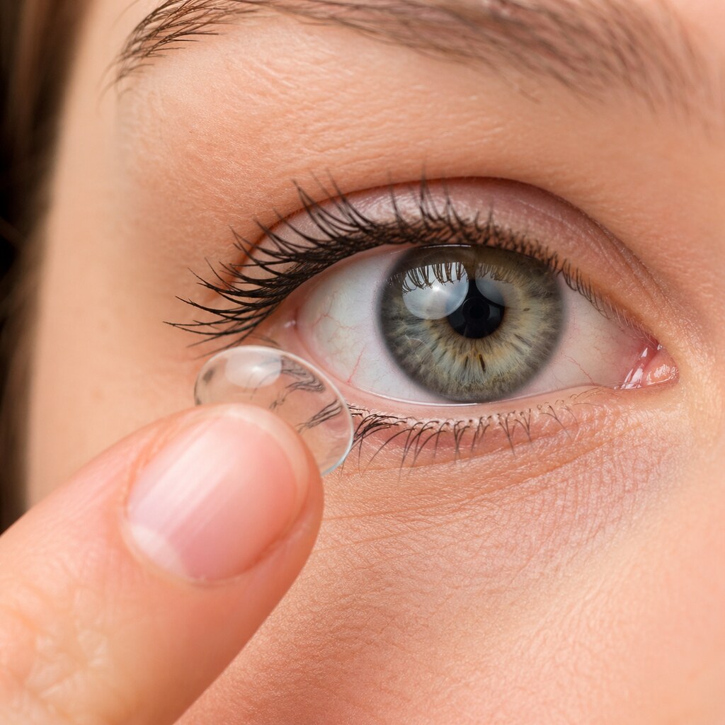 Generated image of someone applying a contact lens