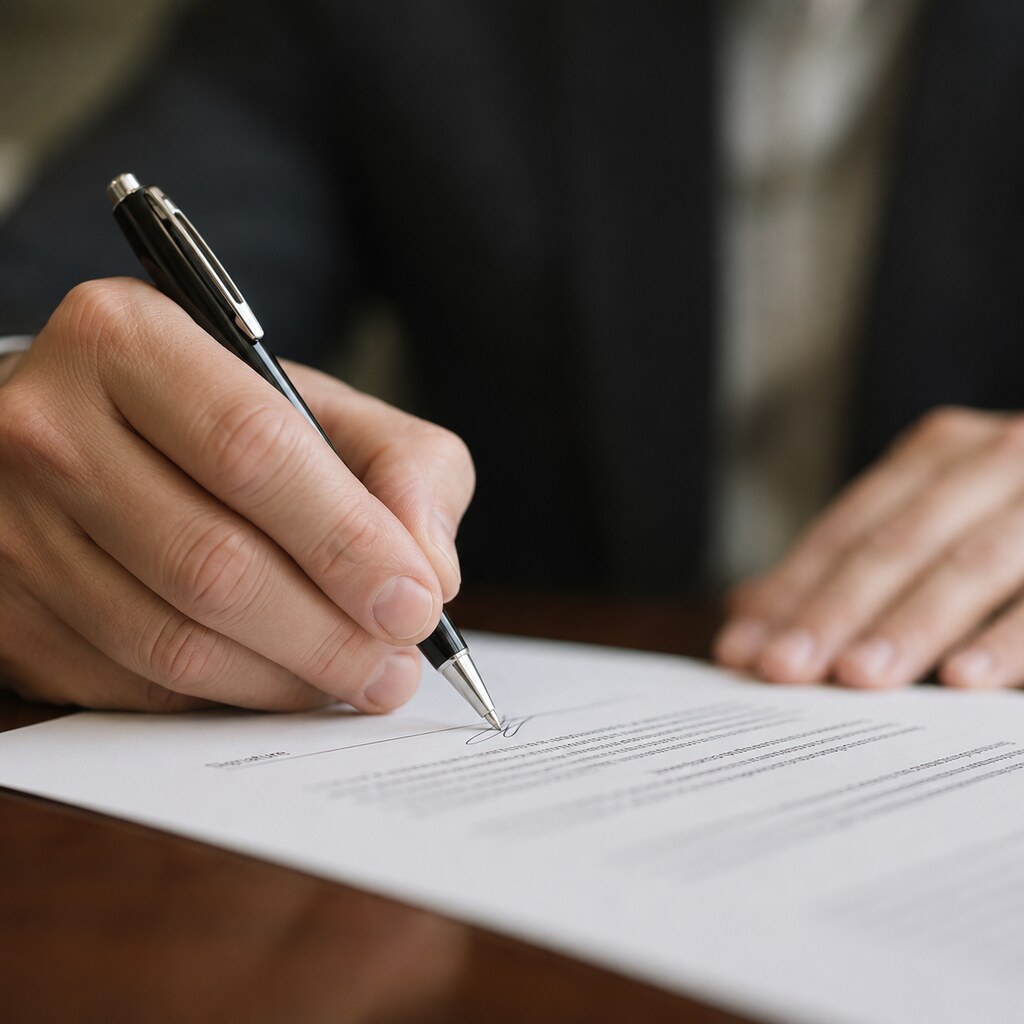 Generated image of someone signing a contract
