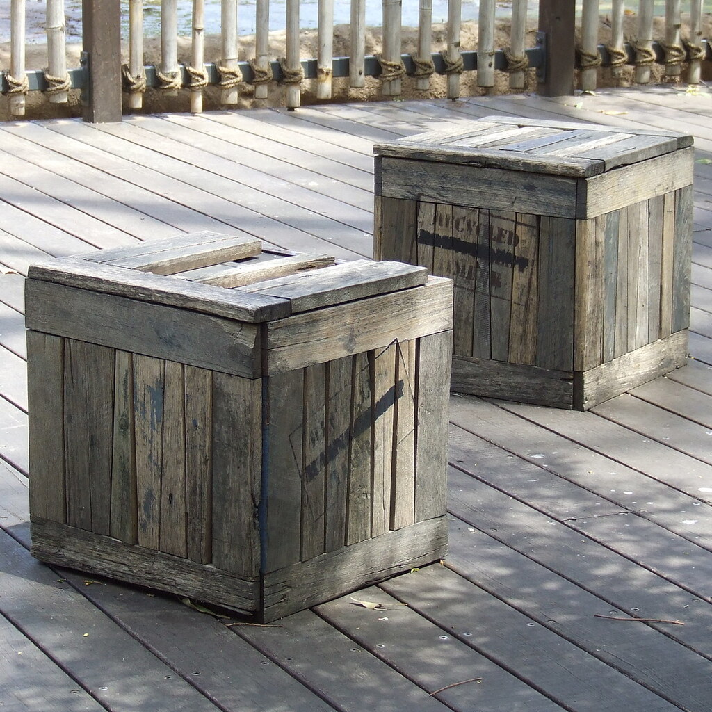 Photo of two wooden crates.
