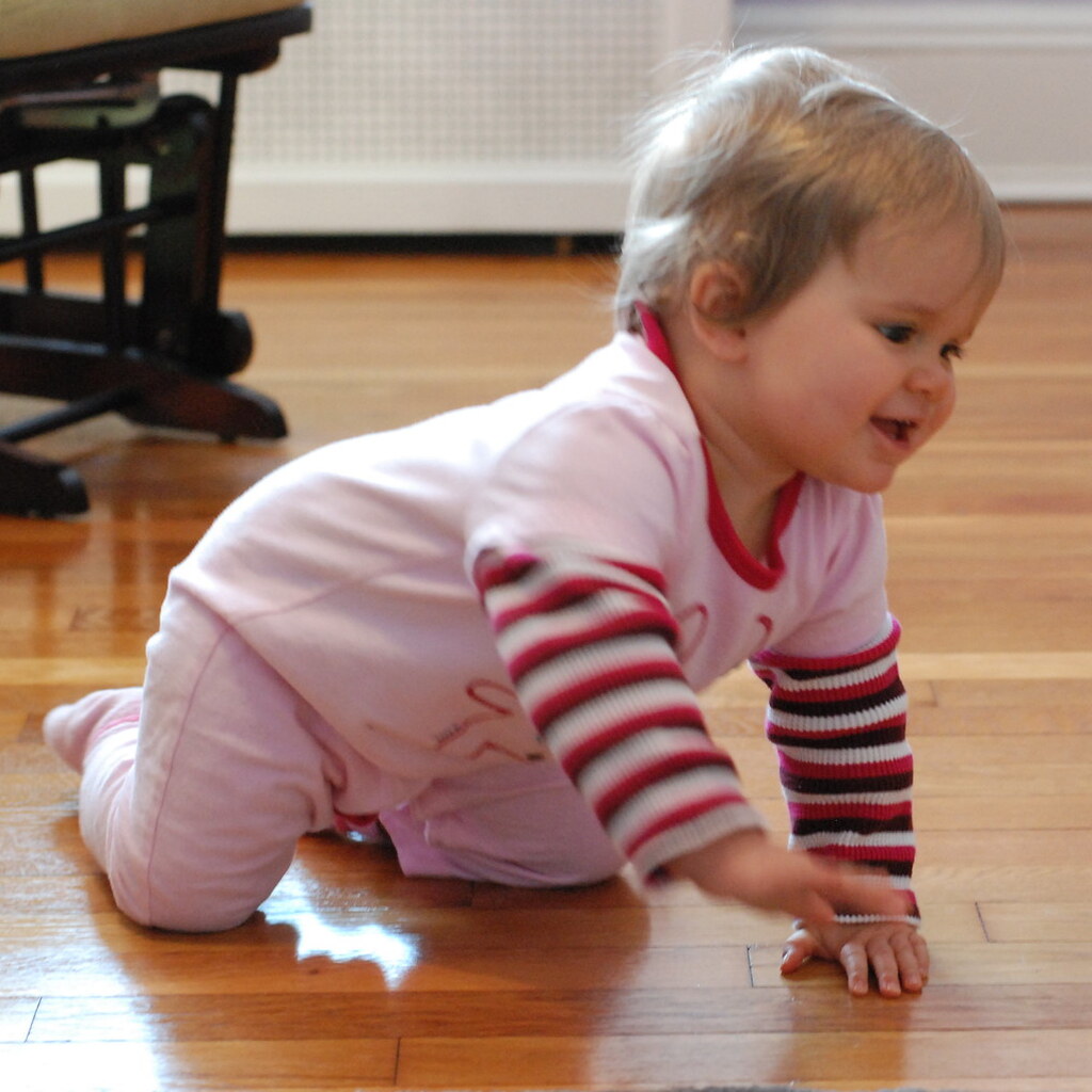 Photo of a baby crawling