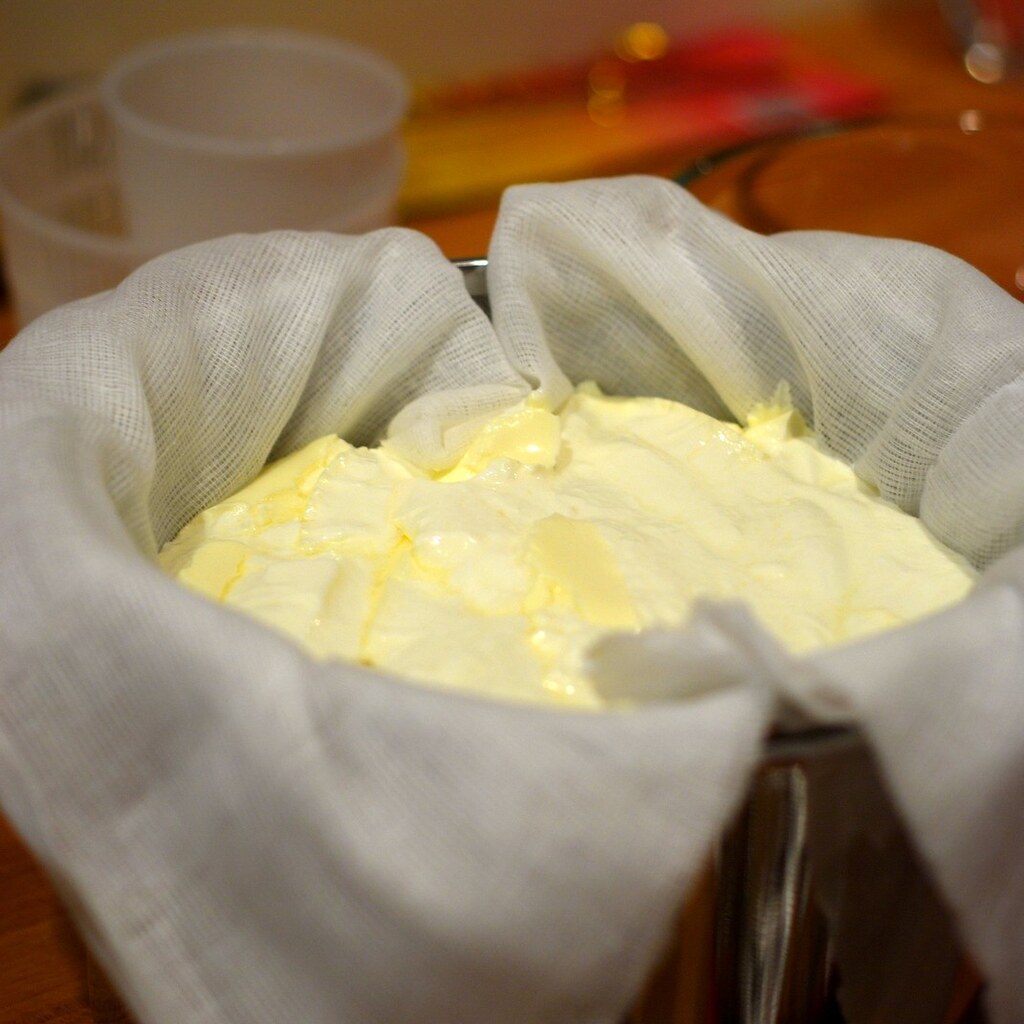 Photo of curds draining