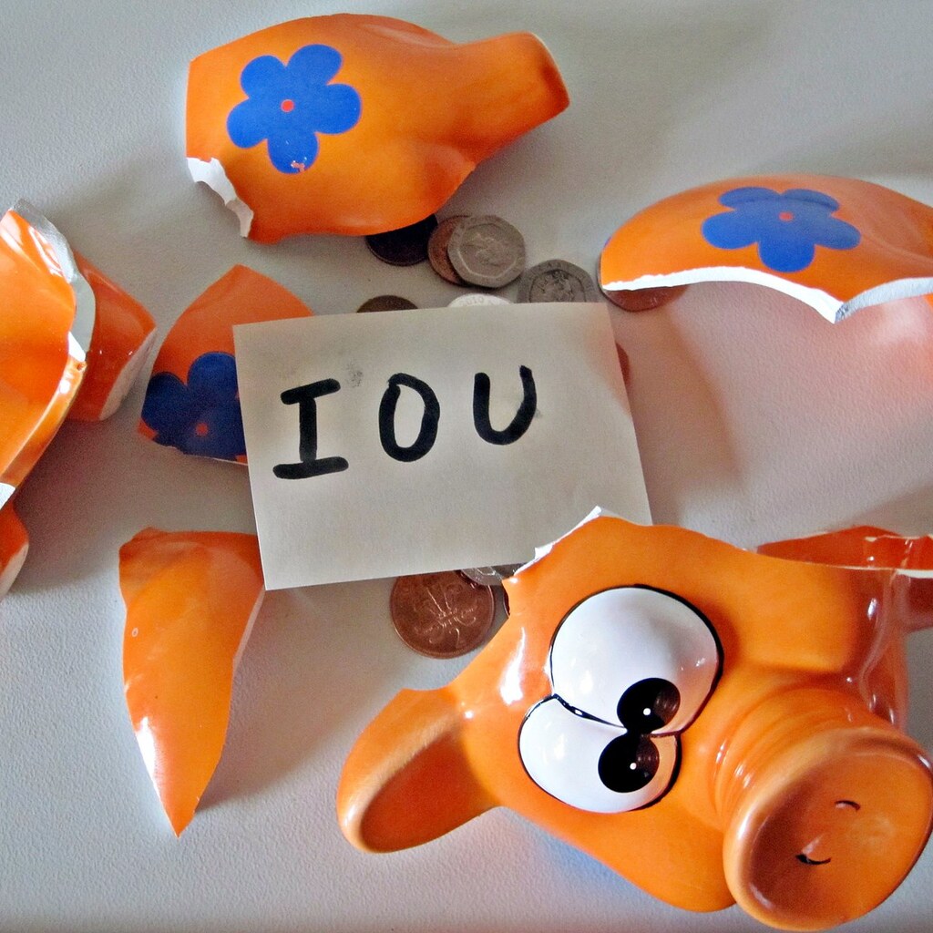 Photo of a smashed piggy bank