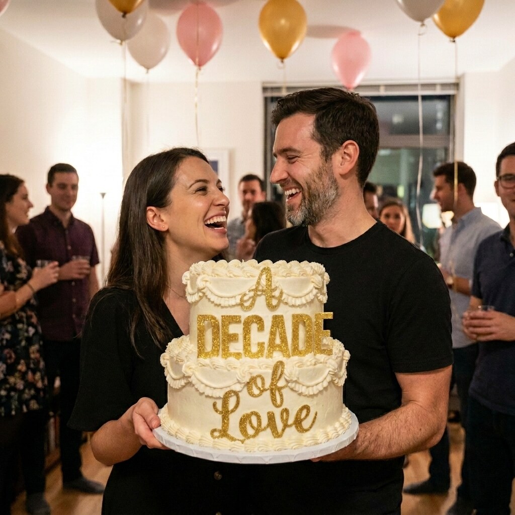 Generated image of a 10 year celebration cake