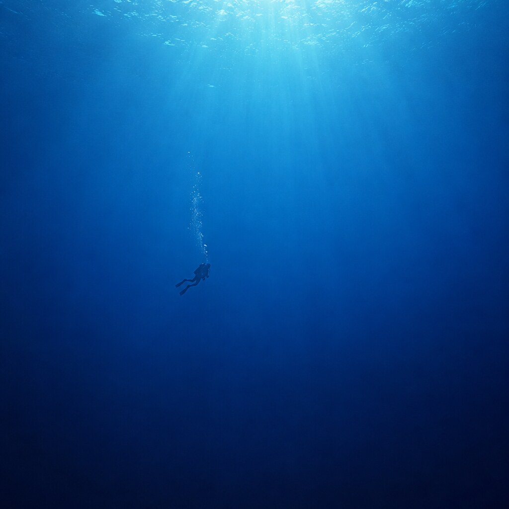 Generated image of a diver in deep water