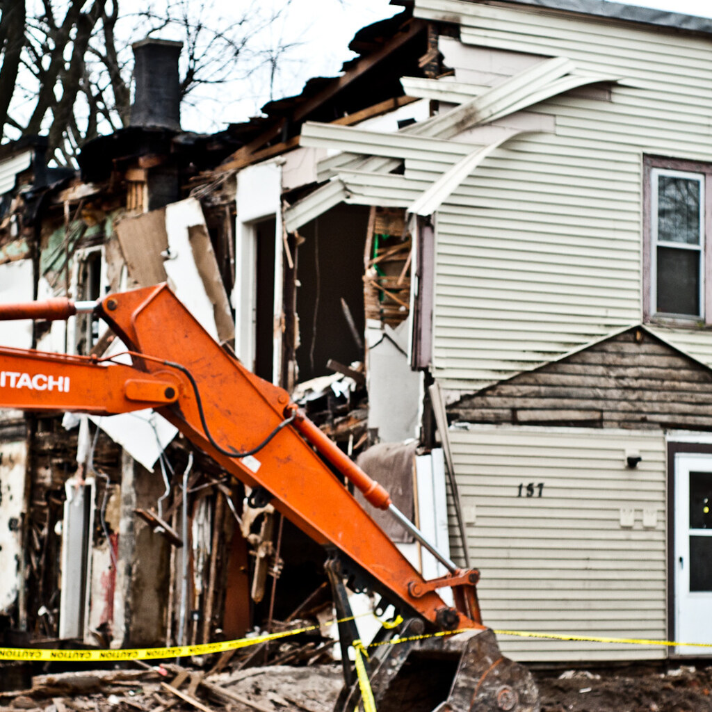 Photo of a house being demolished