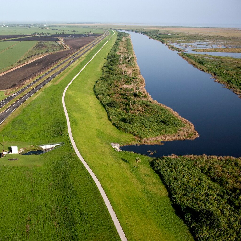 Aerial photo of a dike