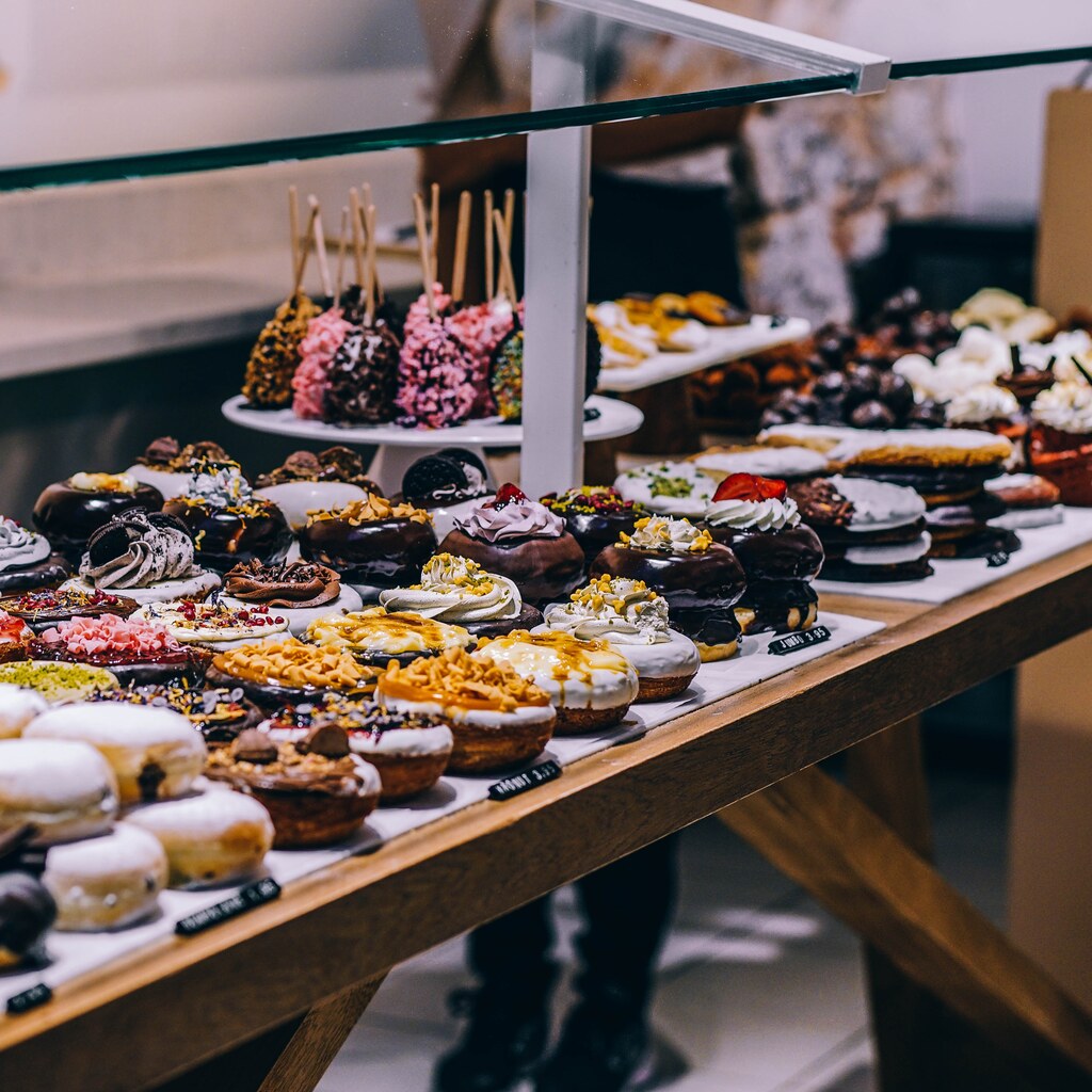 Photo of a display of cakes