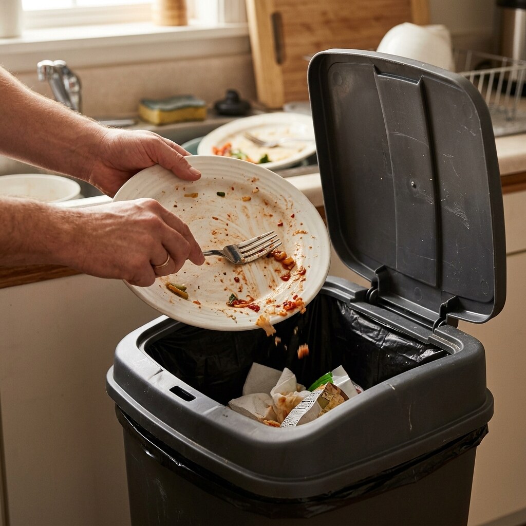 Generated image of someone disposing of food