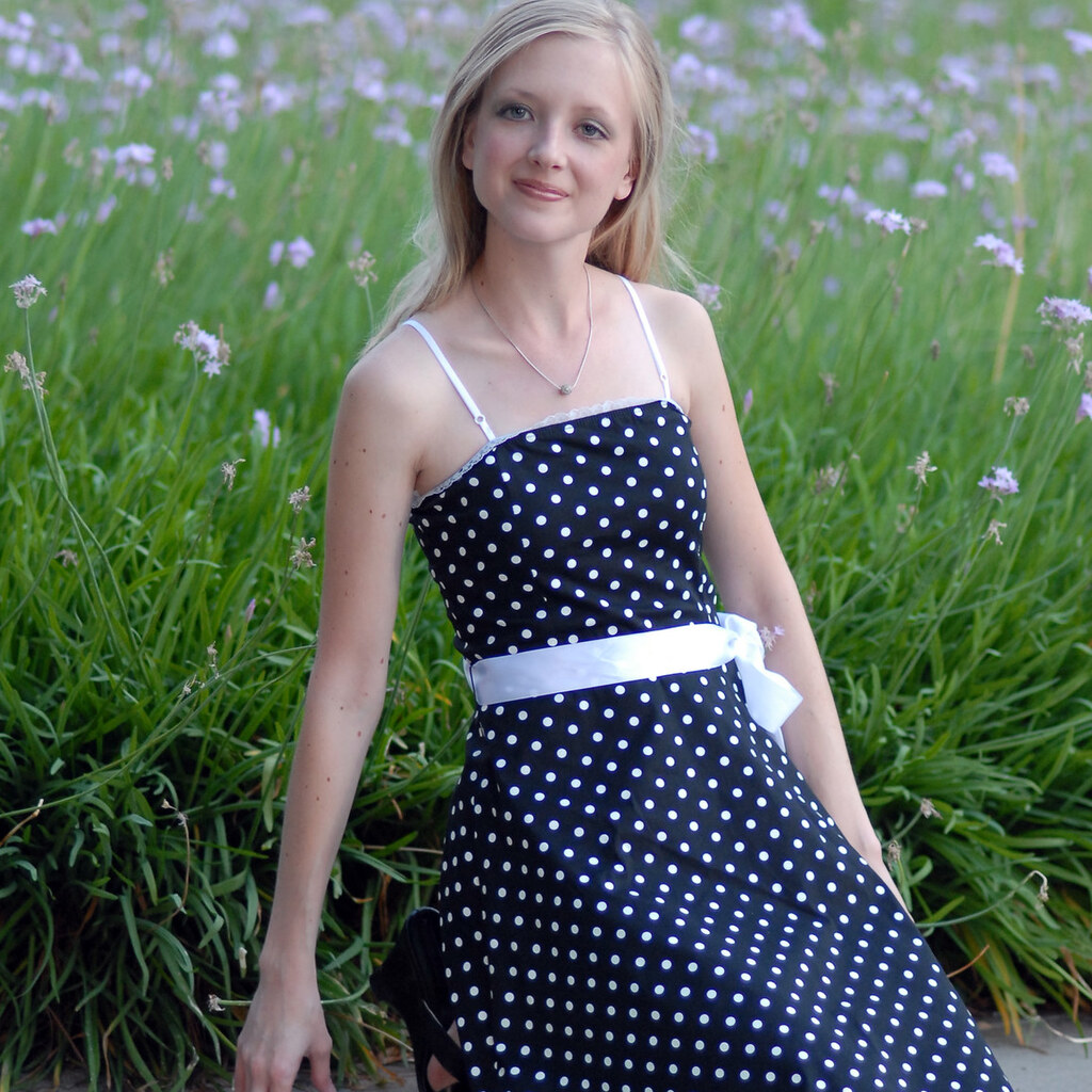 Photo of a girl in a dotty dress