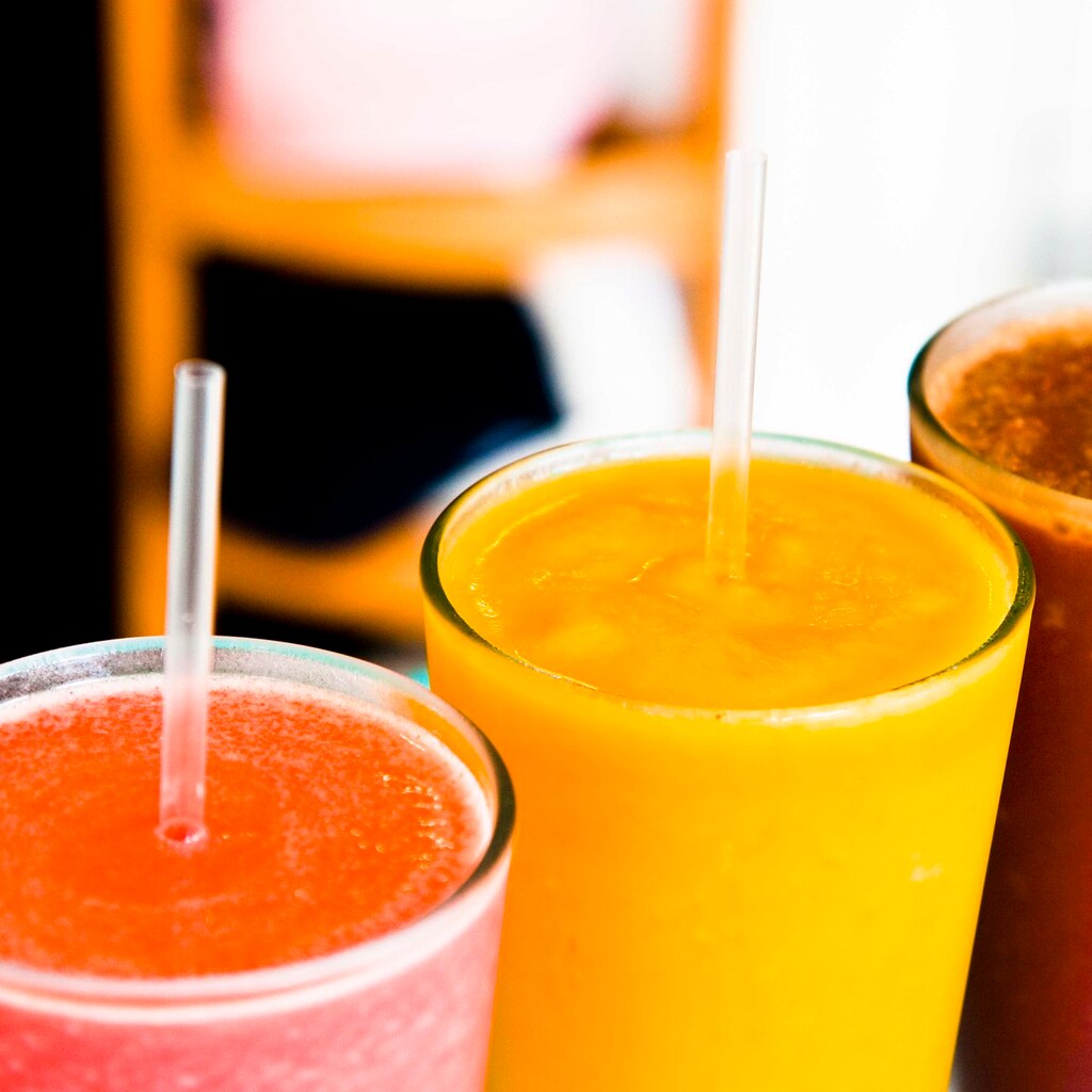 Closeup photo of drinking straws