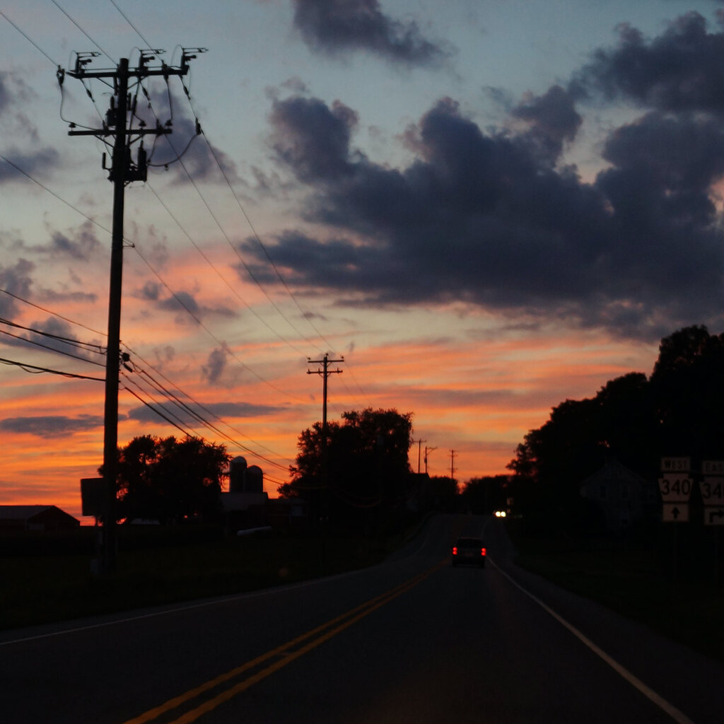 Photo of power lines at dusk