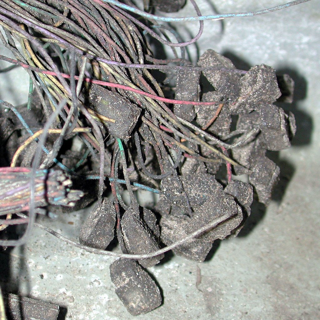 Photo of dusty computer cables