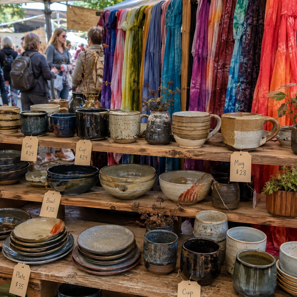 Generated image of earthenware at a market
