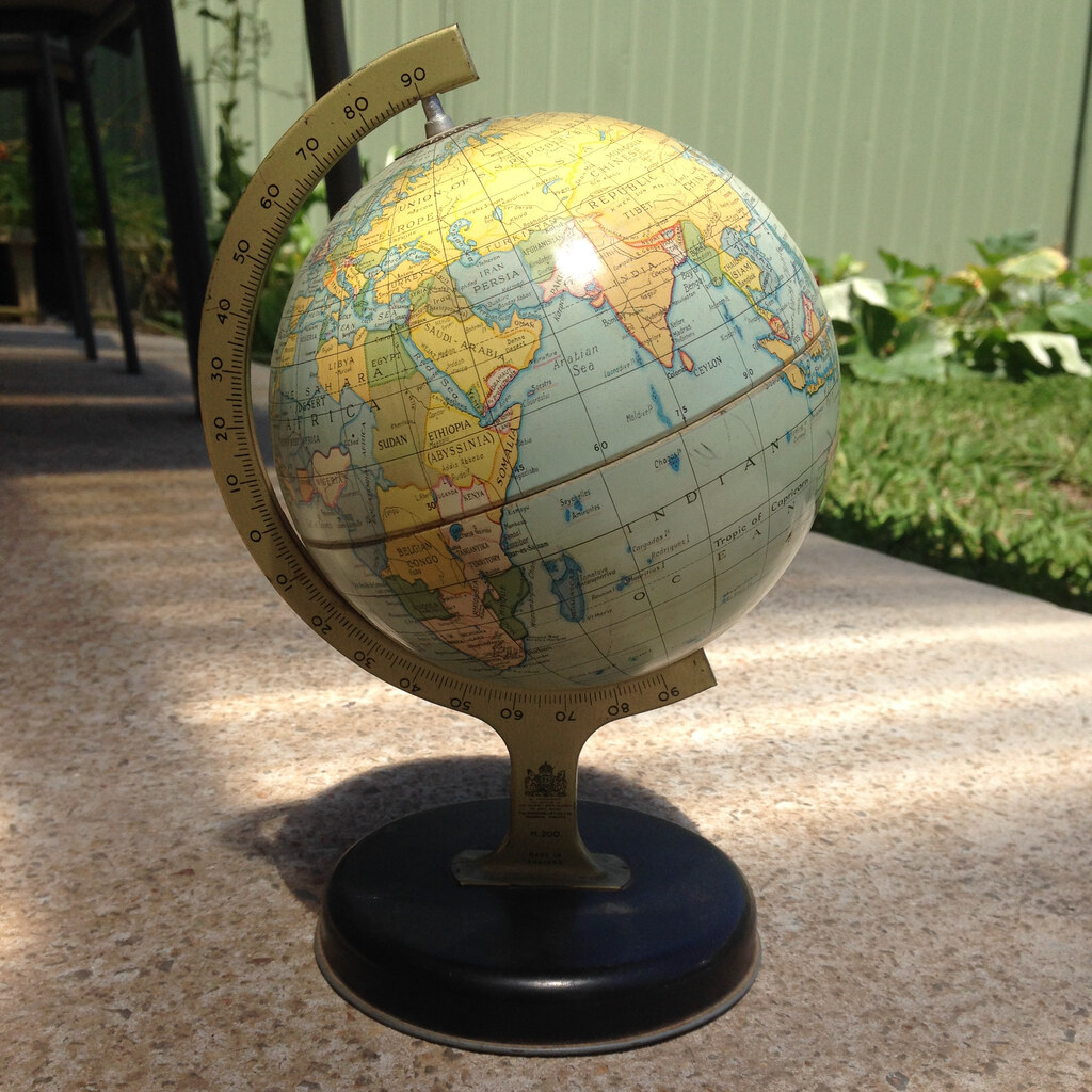 Photo of a globe showing the equator