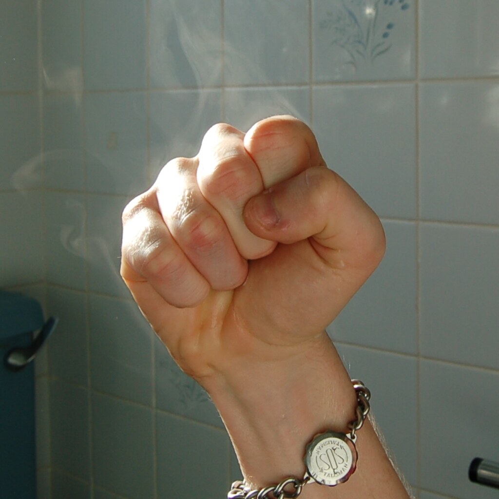 Photo of steam rising off a fist