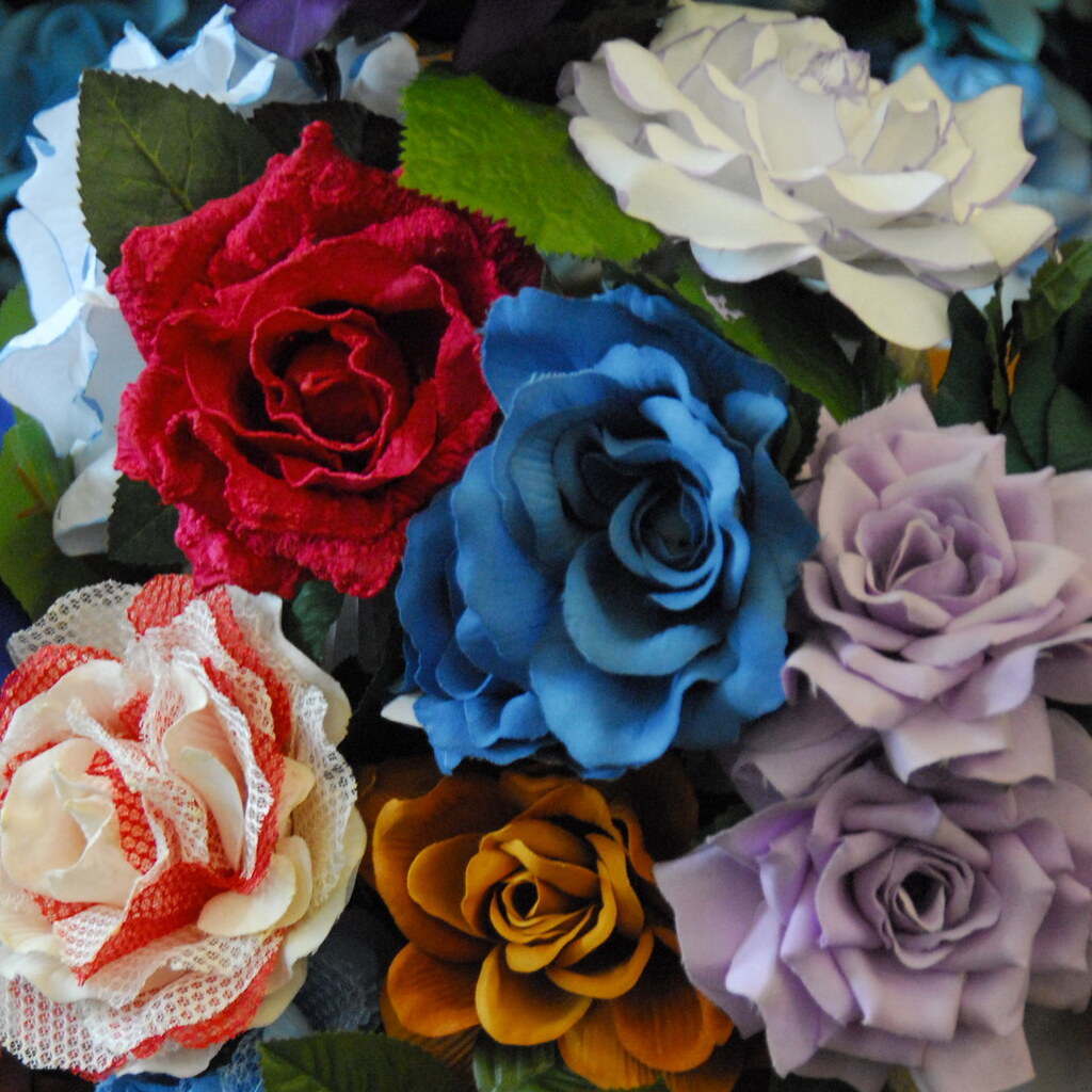 Photo of some fake flowers.