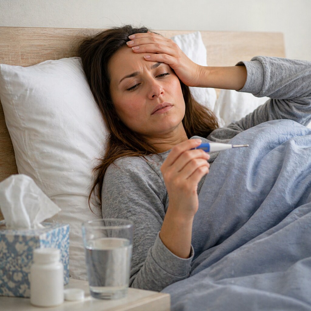 Generated image of a woman with a fever