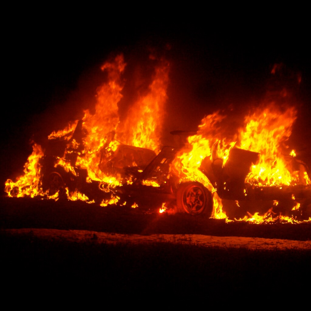 Photo of a car on fire