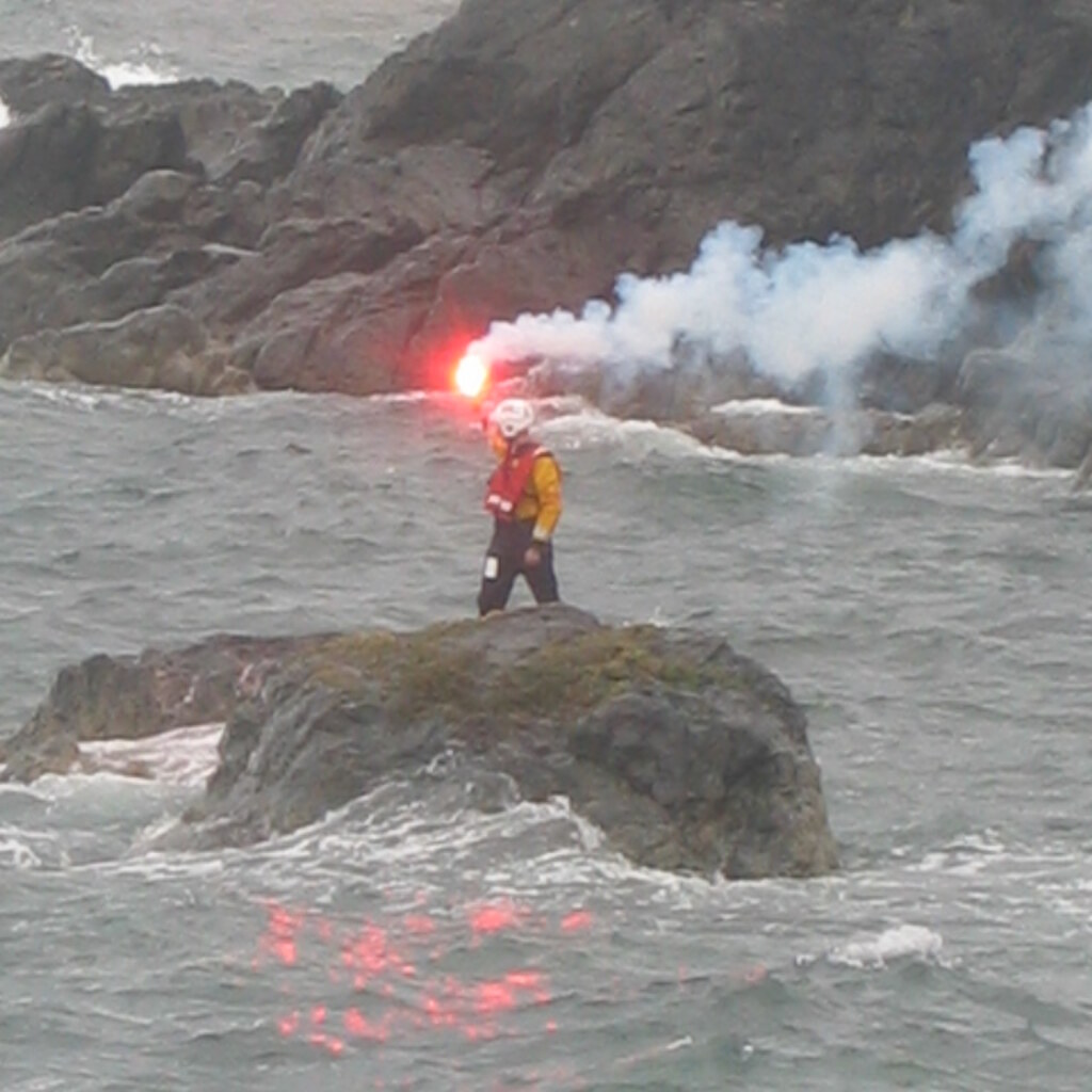Photo of a flare being lit